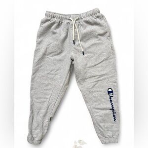 Men’s Champion Light Gray Sleepwear Joggers with Navy Logo